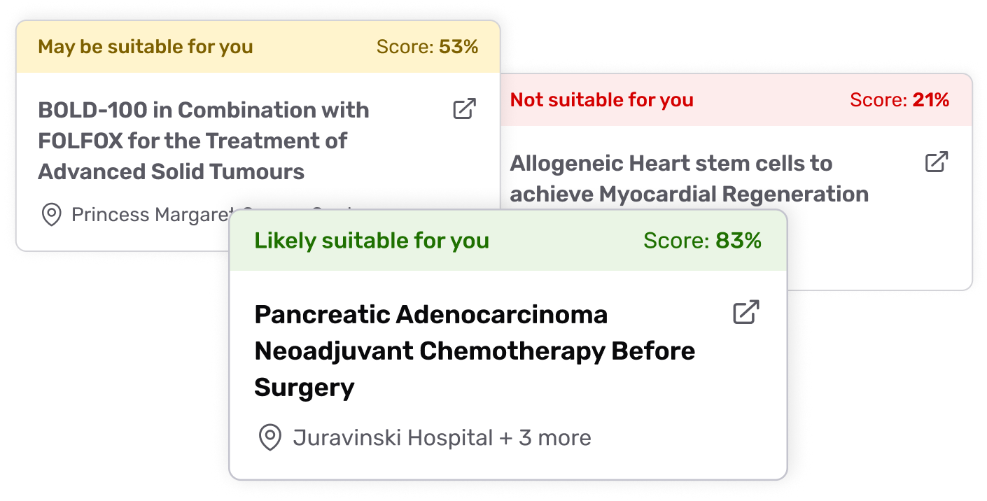 Find personalized trials by uploading health records
